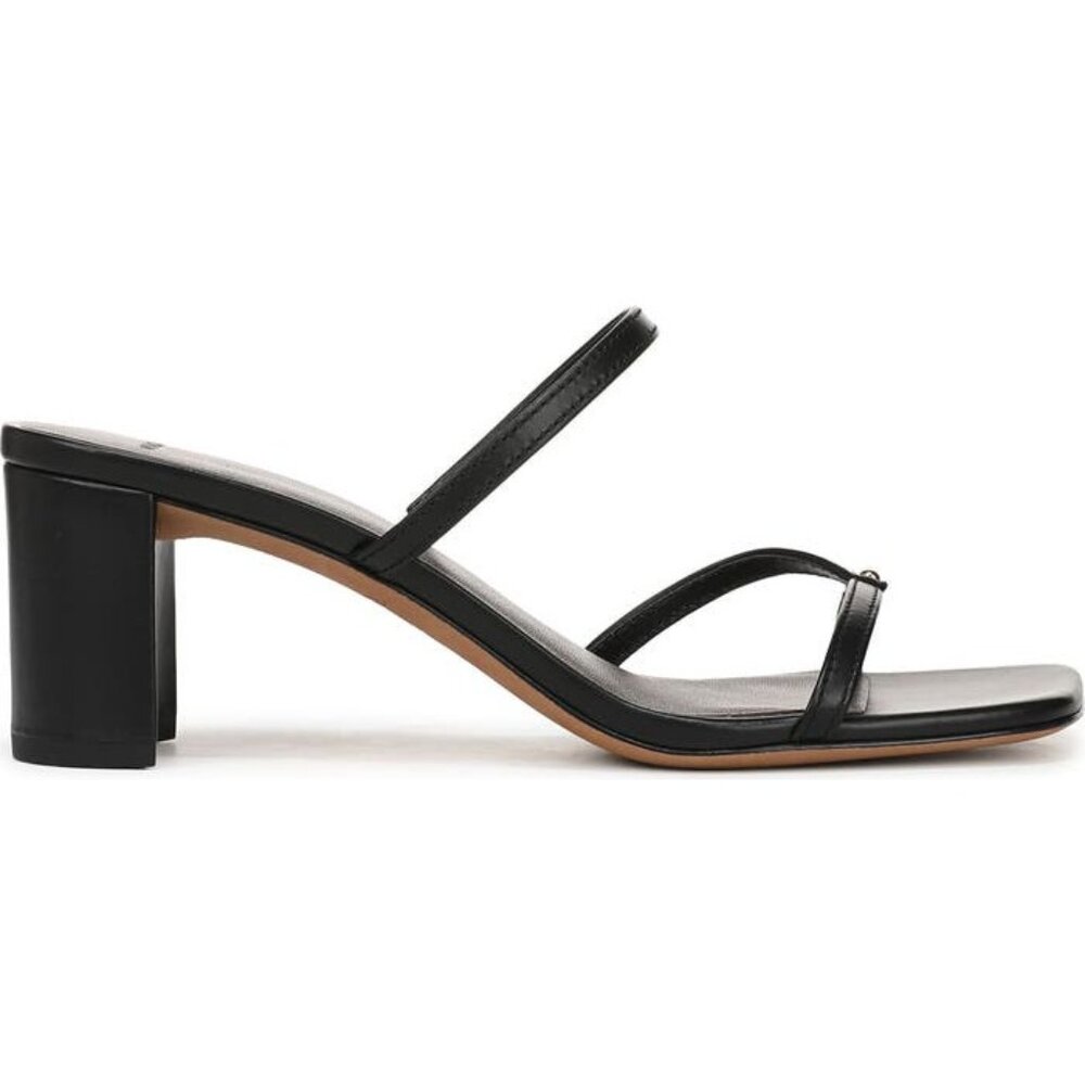 VINCE Ona black leather Slide Sandals size 7 NEW - Picture 2 of 9